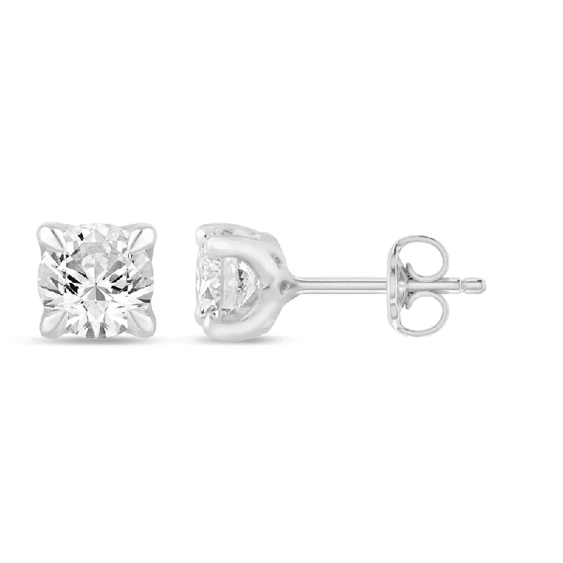 statement drop earrings for women -Solitaire Stud Earrings with 1/2ct of Laboratory Grown Diamonds in 9ct White Gold