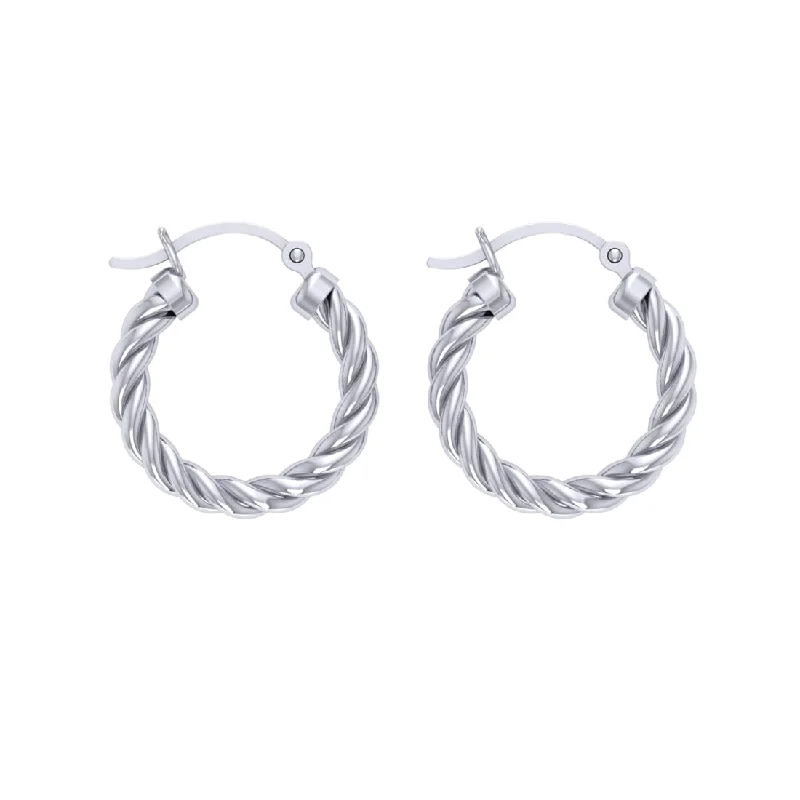 cute earrings for women -Twist Hoop Earrings in Sterling Silver