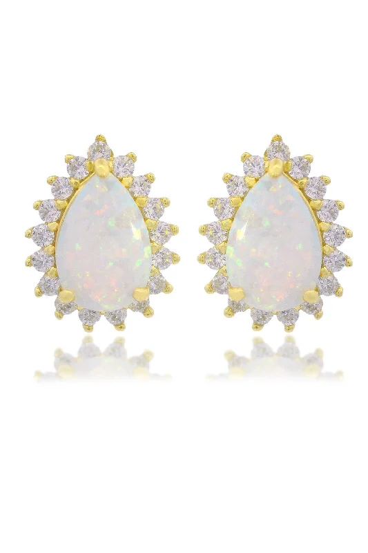 bridal earrings for women -OPAL GLOW ROZELLE WHITE CREATED OPAL EARRINGS GOLD