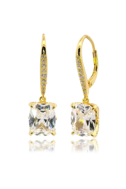 gemstone hoop earrings for women -SYDNEY SOIRÉE ELAINE CUSHION CUT DROP EARRINGS GOLD