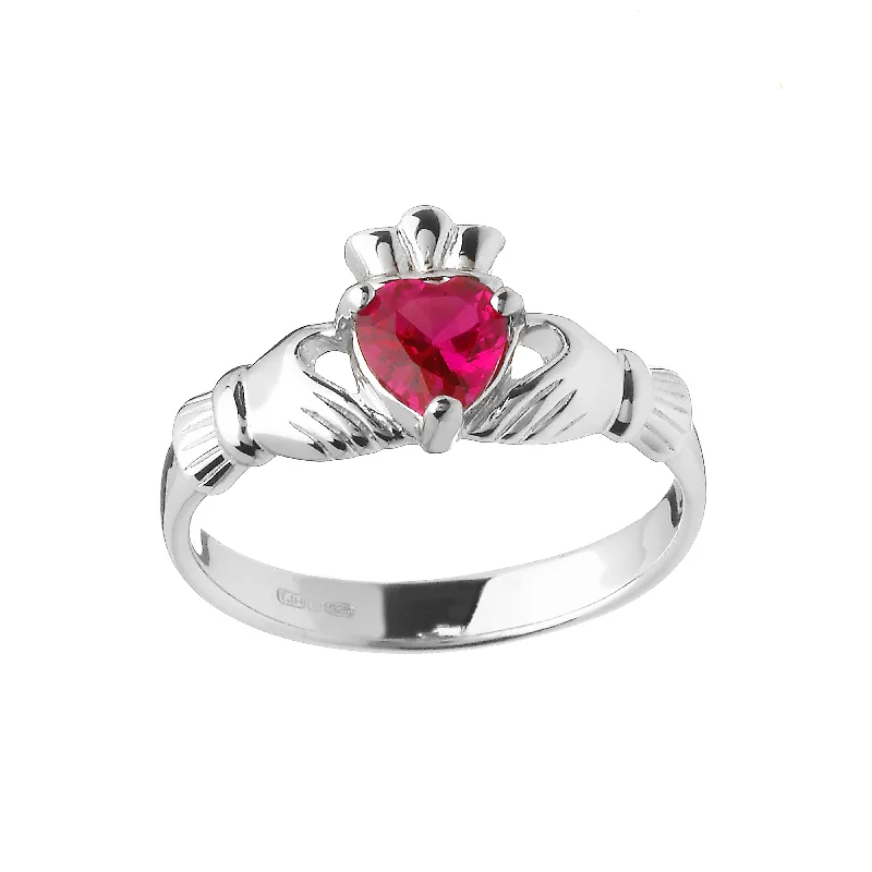 engagement ring sets -Sterling Silver July Birthstone Claddagh Ring