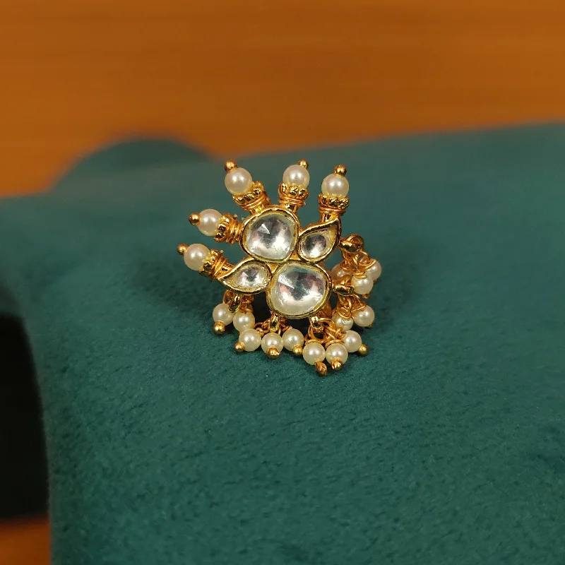 modern promise rings -White Kundan Nose Ring