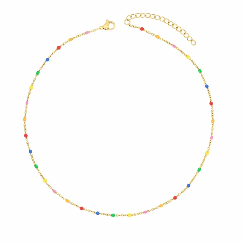 gold necklaces for women -Rainbow Beaded Necklace