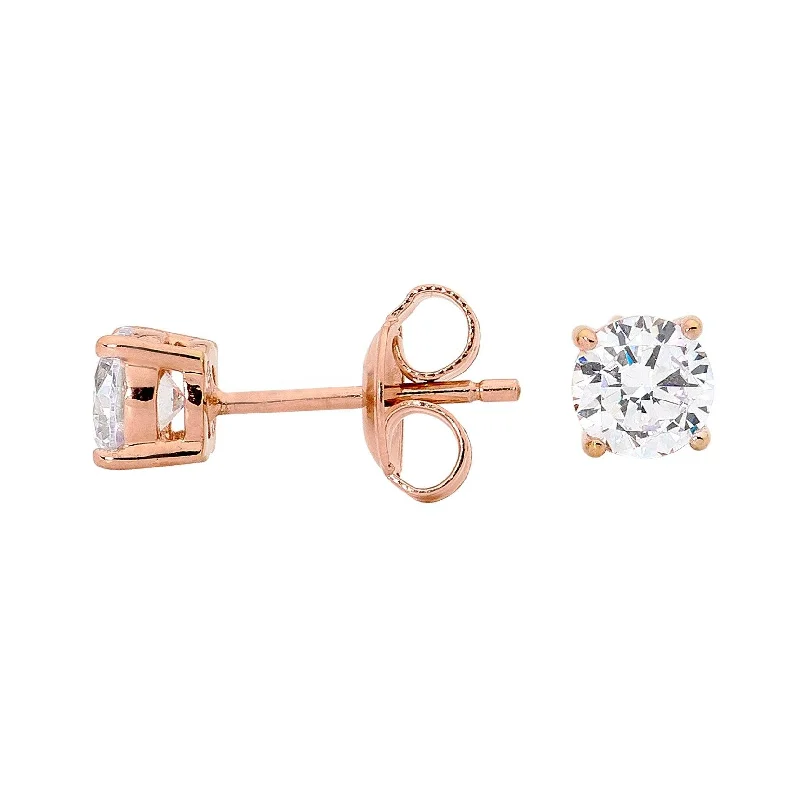 chunky earrings for women -Georgini 5mm Clear Round Stud Rose Gold Stud Rose Gold