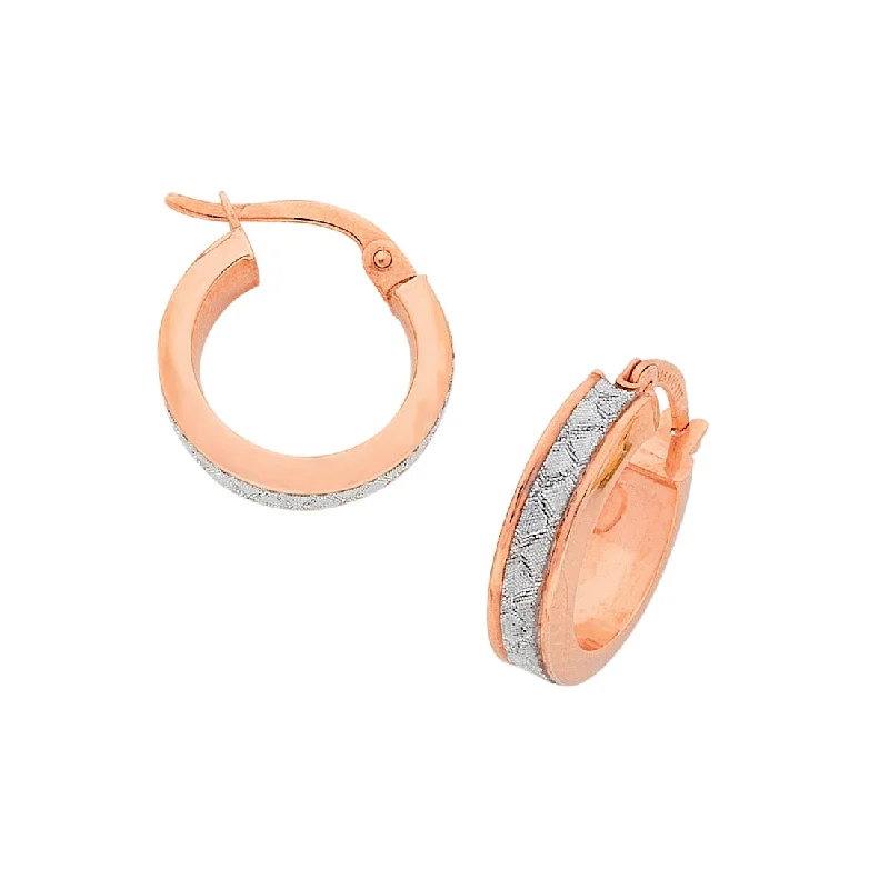 chic drop earrings for women -9ct Rose Gold Silver Infused Criss Cross Hoop Earrings