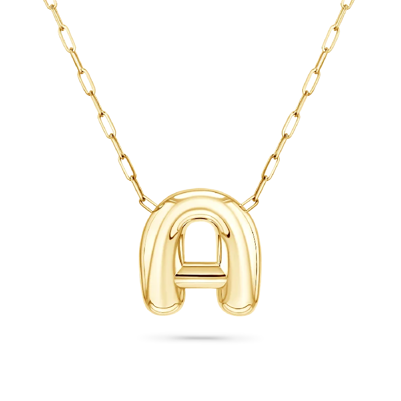 rose gold necklaces for women -Oversized Puff Letter Necklace