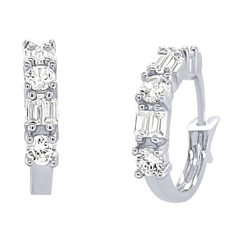 elegant gemstone earrings -15mm Hoop Earrings with Cubic Zirconia in Sterling Silver