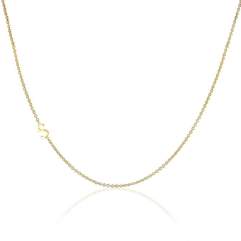 silver necklaces for women -14K Gold Asymmetrical Initial Necklace