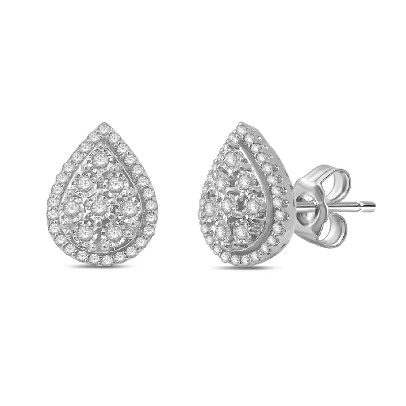 fashion hoop earrings for women -9ct White Gold 0.25ct Diamond Earrings