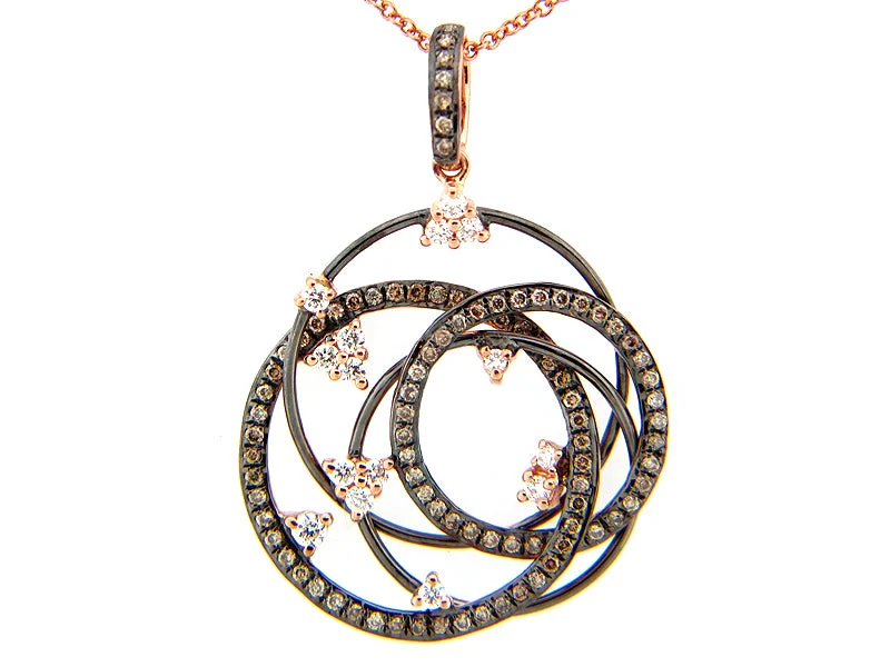 bohemian style necklaces for women -14KRG 0.61CTW BR AND BRWN DIA ENTWINED CIRCLE NECKLACE