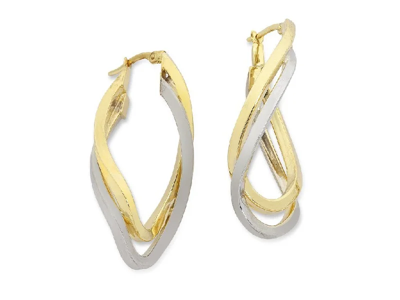 bold earrings for women -9ct Two Tone Silver Infused Twist Hoop Earrings