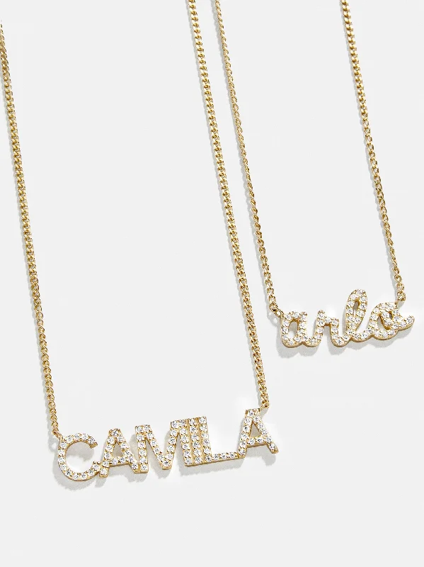 casual necklaces for women -Pavé Custom Nameplate Necklace - Large