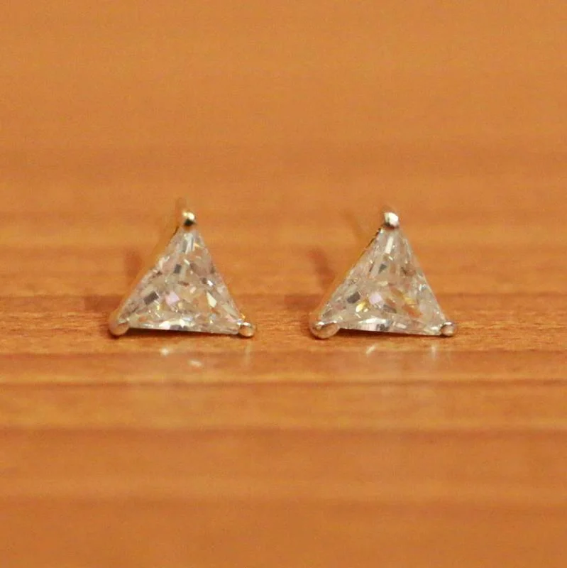 luxury earrings for women -Signity Studded Triangle Shaped Earrings