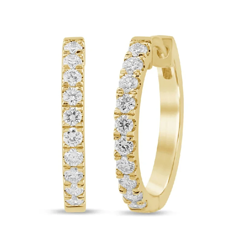 silver earrings for women -Hoop Earrings with 1/2ct of Laboratory Grown Diamonds in 9ct Yellow Gold