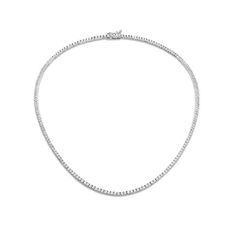 pearl drop necklaces for women -Roselyn 7 Carat Round Brilliant Diamond Tennis Necklace in 14kt White Gold By Mike Nekta