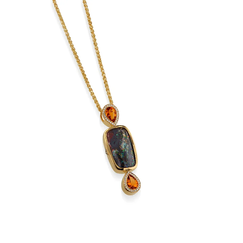 bold necklaces for women -Signature Opal, Citrine, and Pave Diamond Pendant Necklace