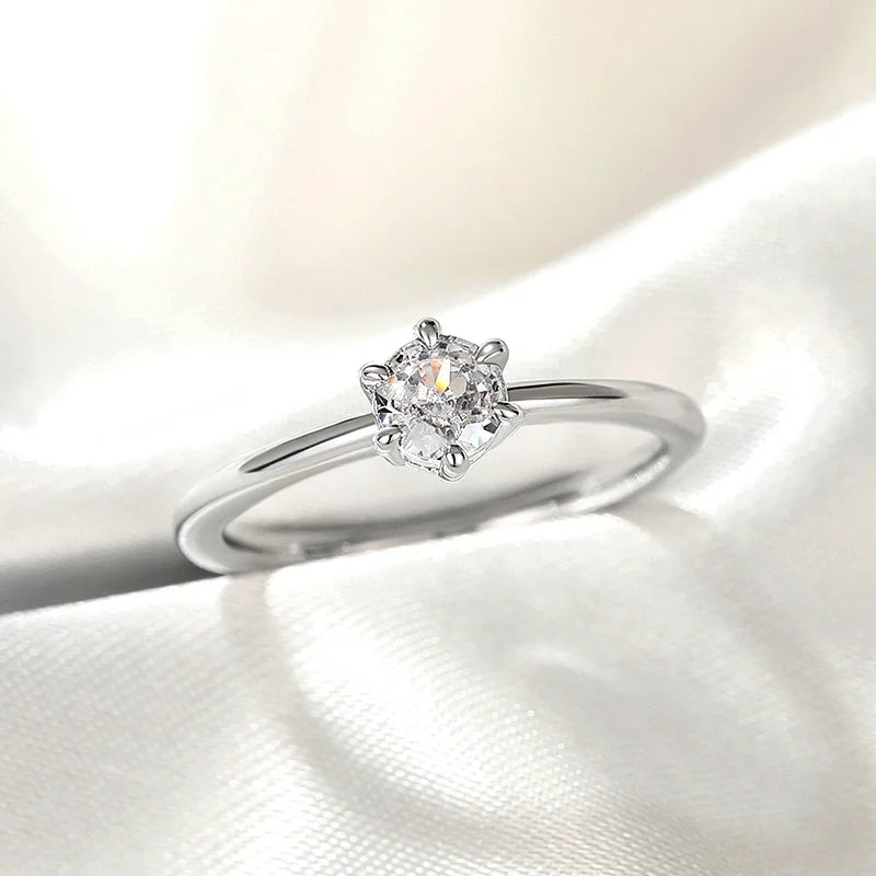 diamond solitaire rings -Radiant Solitaire Six Claw Moissanite Ring: Classic Beauty, Two Sizes