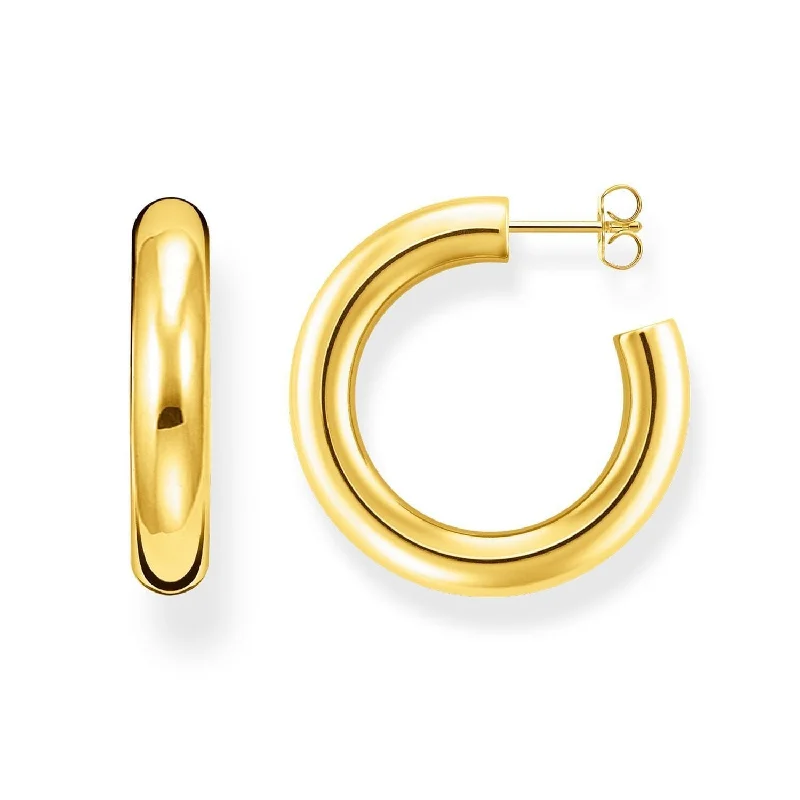 luxury gemstone earrings for women -THOMAS SABO Chunky Hoop Earrings Medium Gold Plated