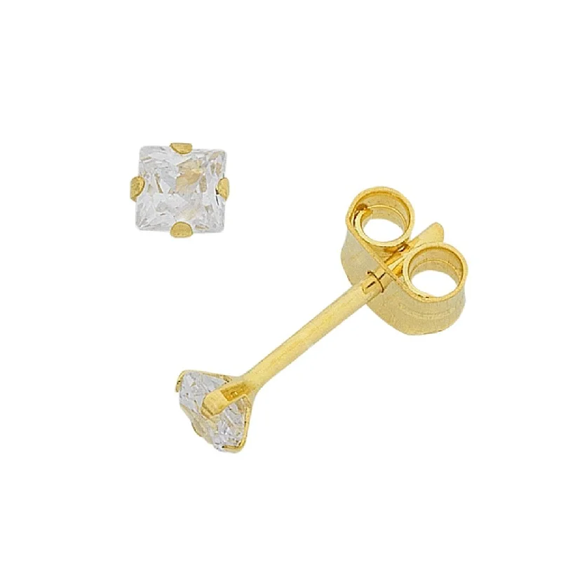 trendy statement earrings for women -9ct Gold Cubic Zirconia 6mm Stud Earrings