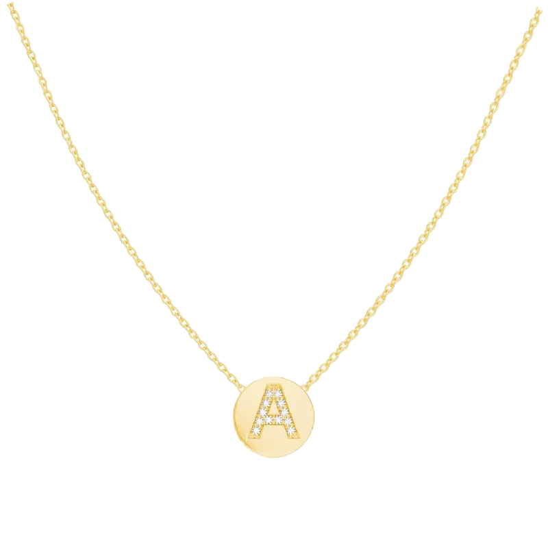 boho necklaces for women -Kids Diamond Initial Coin Necklace