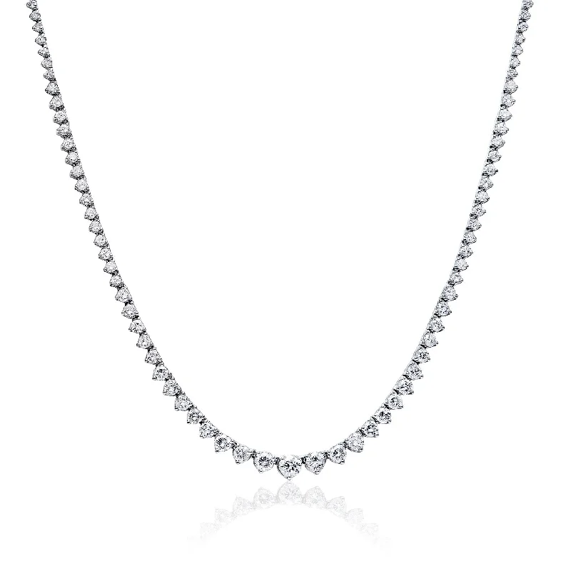 fashionable choker necklaces for women -Ari 8 Carat Round Brilliant Diamond Riviera Graduated Necklace in 14 Karat White Gold For Ladies By Mike Nekta