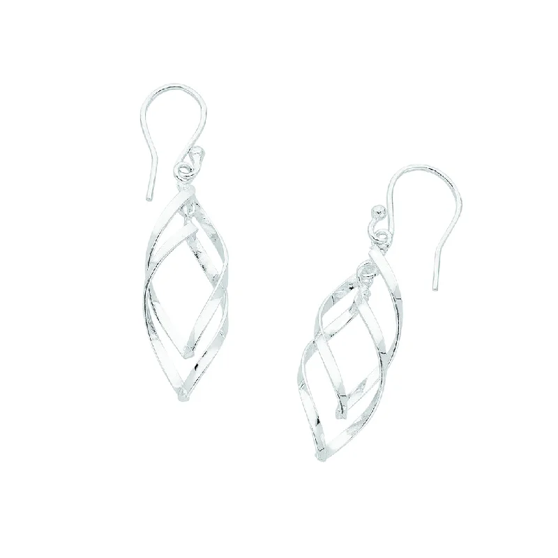 chic hoop earrings for women -Sterling Silver Open Twist Drop Earrings