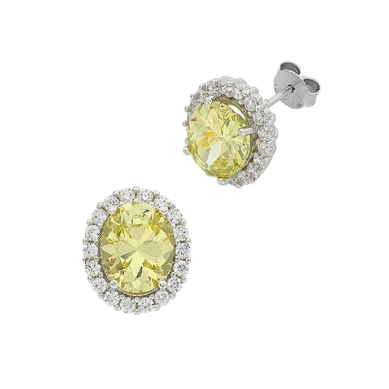 luxurious gold earrings for women -August Birthstone Sterling Silver Light Green Cubic Zirconia Earrings