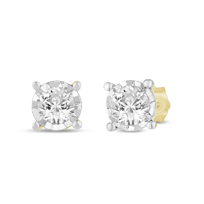 big hoop earrings for women -Solitaire Miracle Stud Earrings with 0.15ct of Diamonds in 9ct Yellow Gold