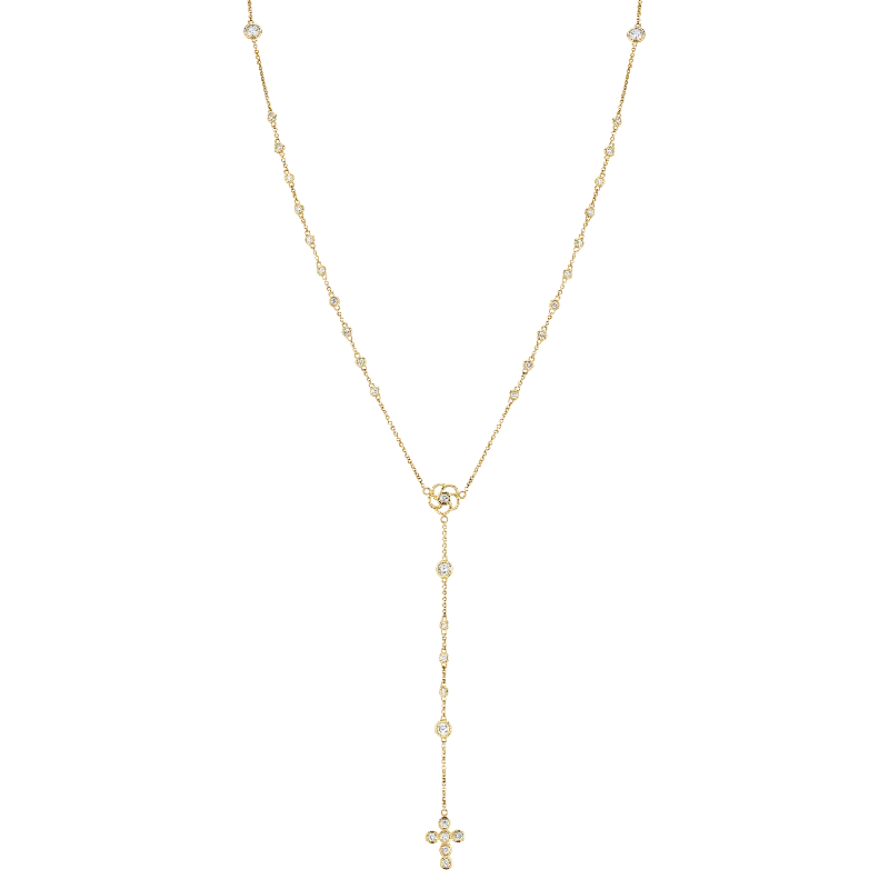 statement necklaces for women -Diamond Rosary Necklace