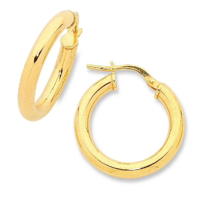 vintage rhinestone earrings -9ct Yellow Gold Silver Infused Hoop Earrings 15mm