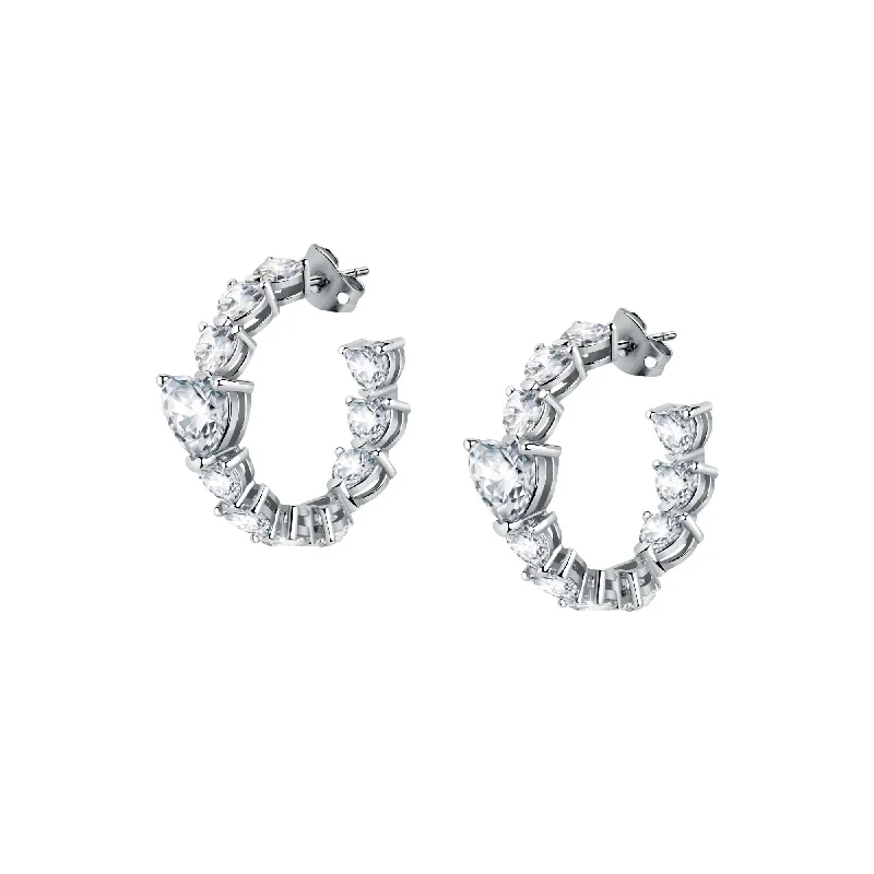 bridal hoop earrings for women -Chiara Ferragni Diamond Heart White Heart Hoop Earrings