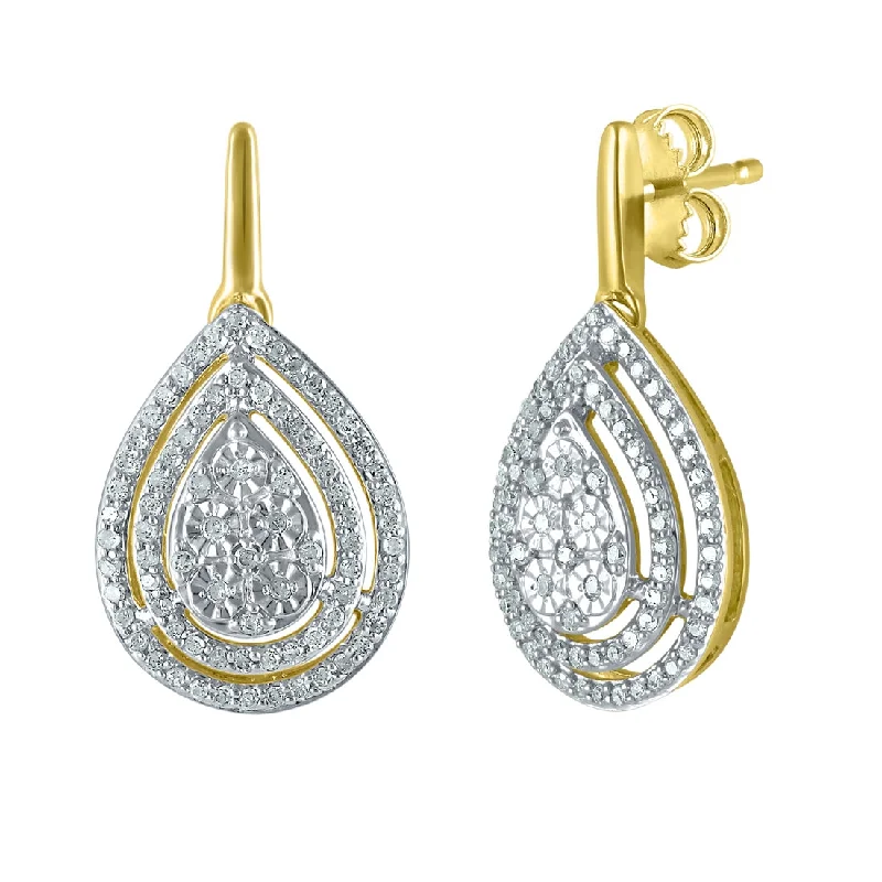 chic hoop earrings for women -9ct Yellow Gold 0.50ct Pear Diamond Earrings