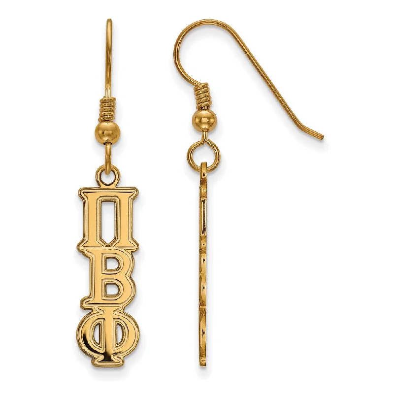 elegant earrings for women -14K Plated Silver Pi Beta Phi Dangle Small Earrings