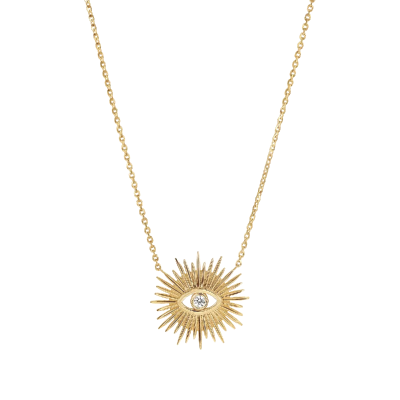 fashion gold necklaces for women -Sunburst Evil Eye Necklace