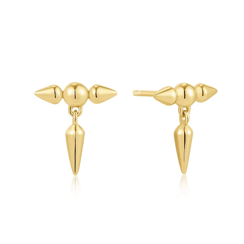 custom earrings for women -Ania Haie Gold Point Stud Earrings