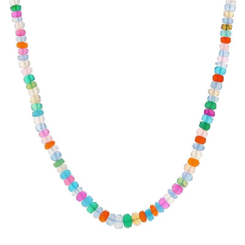 custom name necklaces for women -Multicolor Ethiopian Opal Bead Necklace