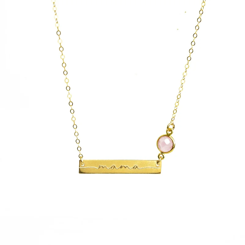 classic gold necklaces for women -Mama Birthstone Bar Necklace