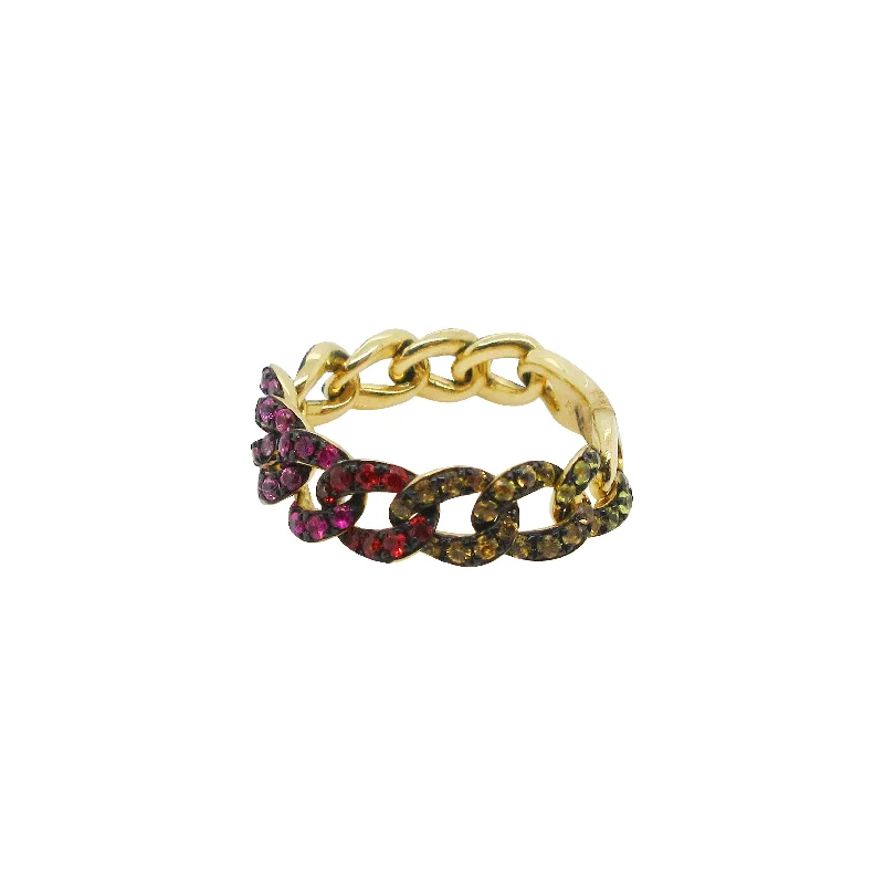 infinity rings for women -14K GOLD RAINBOW CHAIN RING