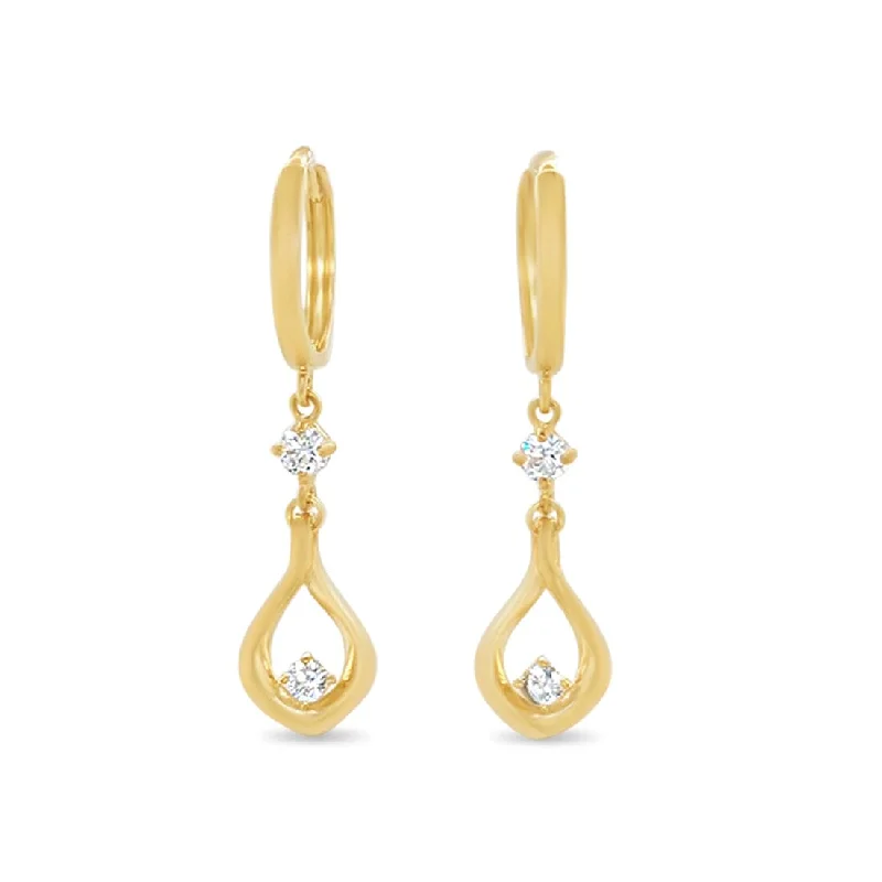 colorful earrings for women -Swirl Hoop Drop Earrings with Cubic Zirconia in 9ct Yellow Gold