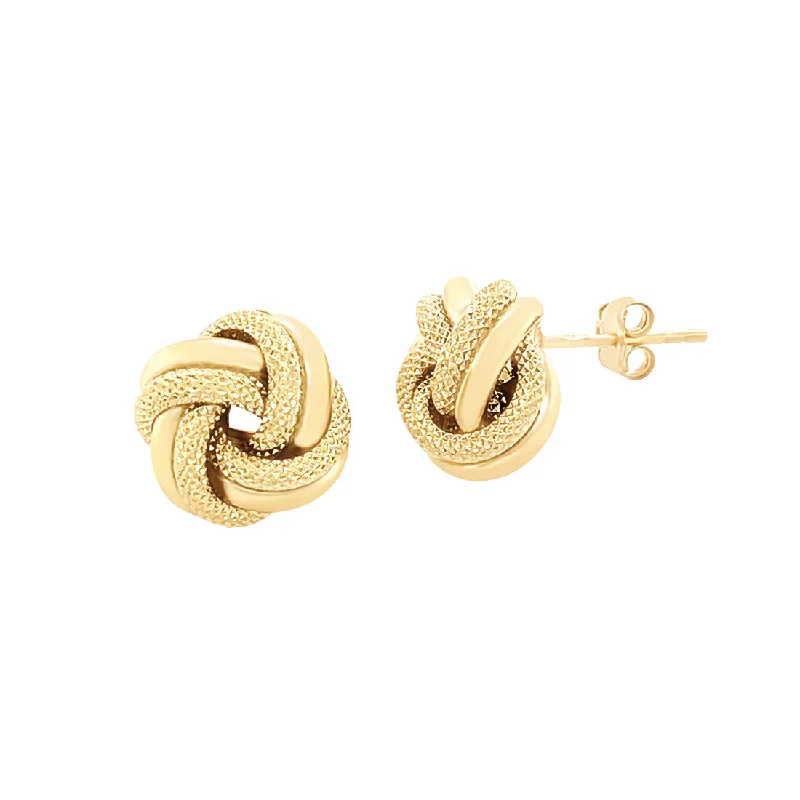 simple stud earrings for women -9ct Yellow Gold Love Knot Stud Earrings