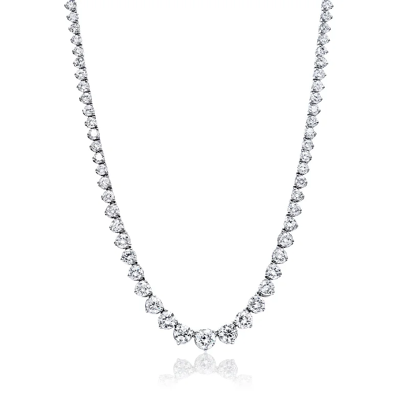 modern necklaces for women -Edith 19 Carat Round Brilliant Diamond Riviera Graduated Necklace in 14 Karat White Gold For Ladies By Mike Nekta