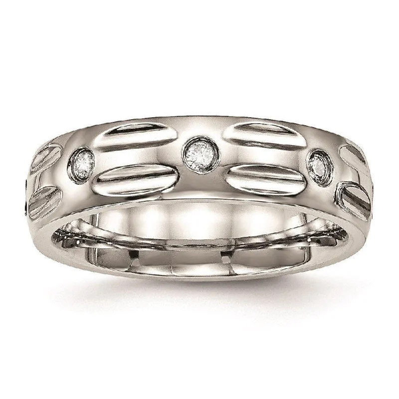 infinity rings for women -Stainless Steel Polished Grooved CZ Ring