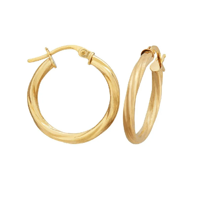 colorful earrings for women -9ct Yellow Gold Twist Hoop Earrings 20mm