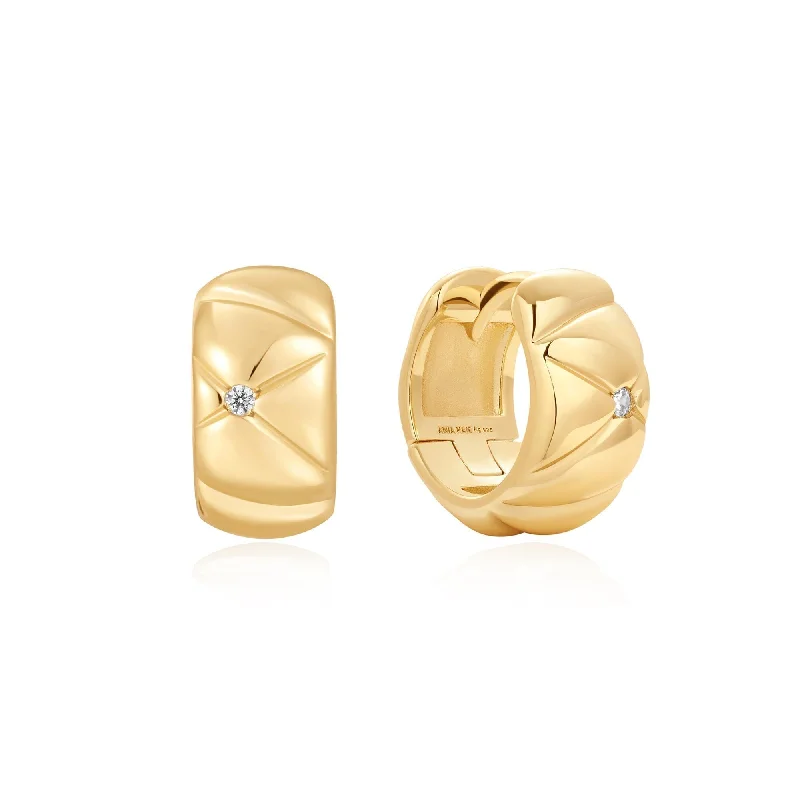 vintage drop earrings for women -Ania Haie Gold Kiss Hoops