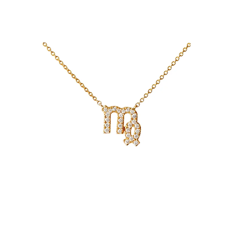 fancy gold necklaces for women -Petit Sign Virgo 18K Gold Necklace w. Diamonds