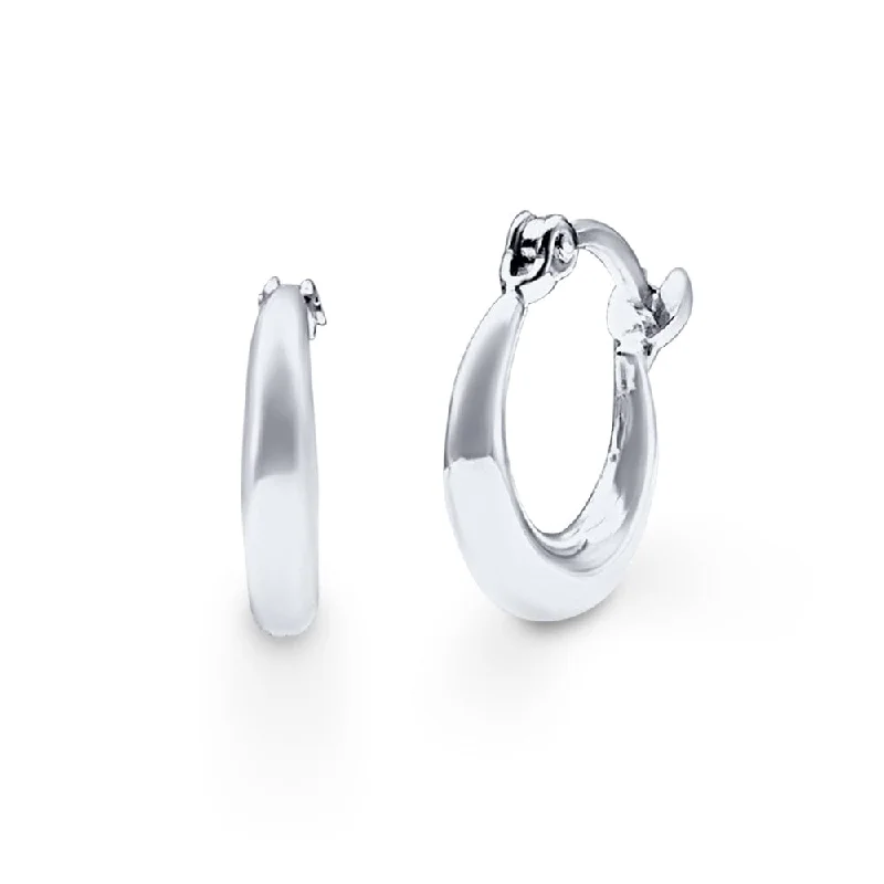 diamond earrings for women -Wide Hoop Earrings in Sterling Silver