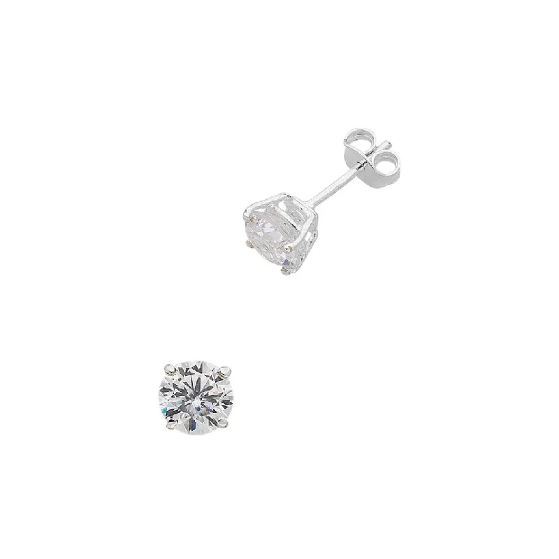 trendy statement earrings for women -Sterling Silver 3mm Claw Set Cubic Zirconia Stud Earrings