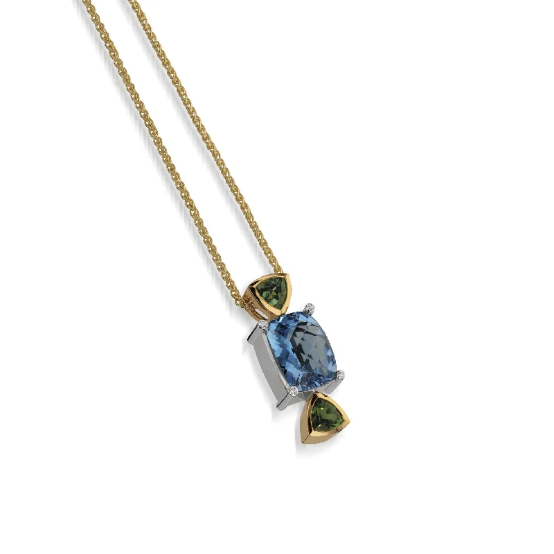 vintage necklaces for women -Signature Blue Topaz and Diamond Pendant Necklace