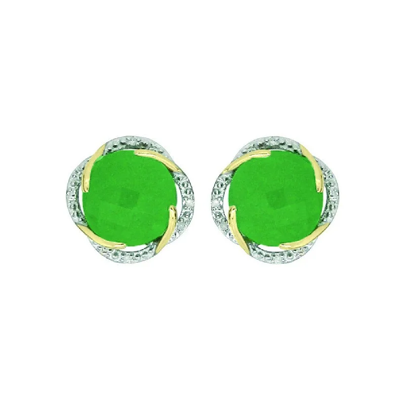 chic earrings for women -9ct Yellow Gold Round Jade with Diamond Surround Stud Earrings