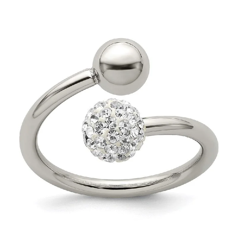 solitaire rings for women -Stainless Steel Polished with Preciosa Crystal Ring